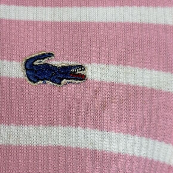 Vintage Lacoste David Crystal Sheath Dress Women 8 Pink White Striped Union Made - Picture 4 of 13